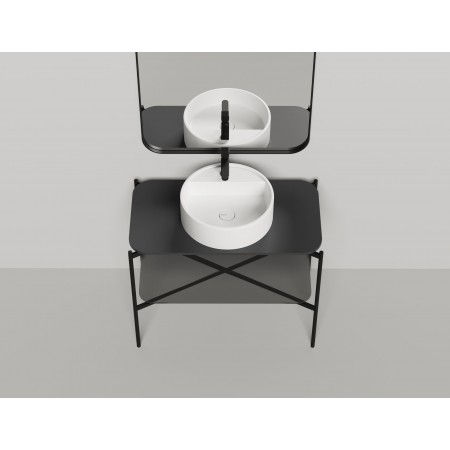 Напольная тумба со столешницей и зеркалом SALINI Grazia 100x74 стальная черная 27G110 Напольная тумба со столешницей и зеркалом SALINI Grazia 100x74 стальная черная 27G110