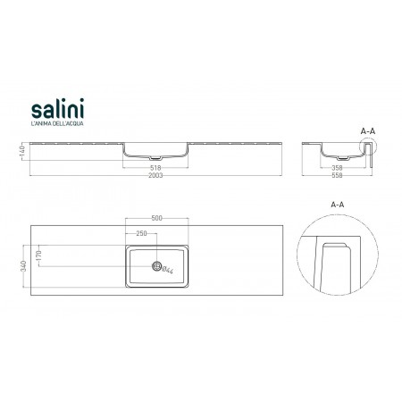 Раковина столешница SALINI ONDA PLUS 1402203M Раковина столешница SALINI ONDA PLUS 1402203M