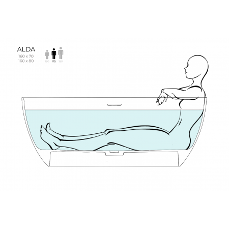 Ванна каменная отдельностоящая глянцевая 160х80 SALINI ALDA 101913GRF окрашена по RAL Ванна каменная отдельностоящая глянцевая 160х80 SALINI ALDA 101913GRF окрашена по RAL