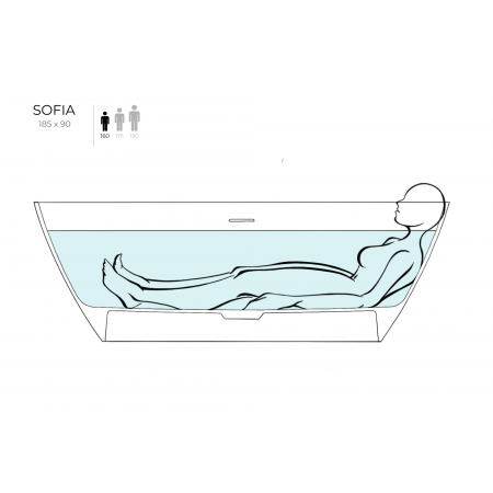 Ванна отдельностоящая SALINI SOFIA 185x90 покраска по RAL снаружи 102529MRH Ванна отдельностоящая SALINI SOFIA 185x90 покраска по RAL снаружи 102529MRH