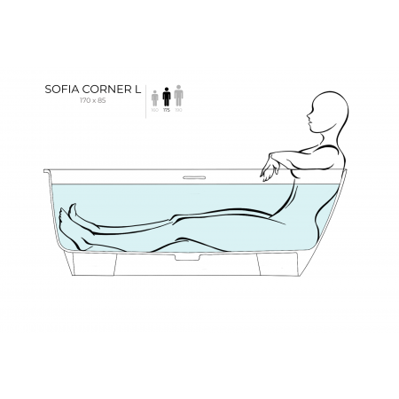 Ванна пристенная угловая глянцевая 170x85 SALINI Sofia Corner L окраска по RAL 102515GRF Ванна пристенная угловая глянцевая 170x85 SALINI Sofia Corner L окраска по RAL 102515GRF